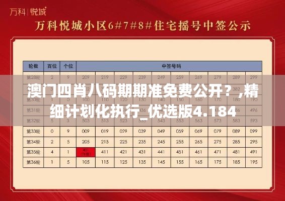 澳门四肖八码期期准免费公开？,精细计划化执行_优选版4.184
