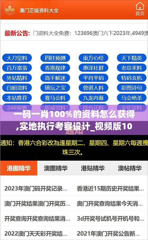 一码一肖100%的资料怎么获得,实地执行考察设计_视频版10.450-4