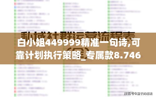 白小姐449999精准一句诗,可靠计划执行策略_专属款8.746