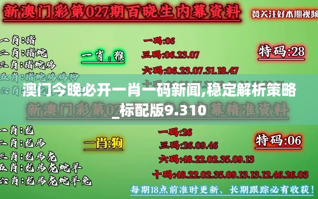 澳门今晚必开一肖一码新闻,稳定解析策略_标配版9.310