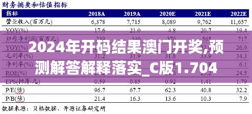 2024年开码结果澳门开奖,预测解答解释落实_C版1.704