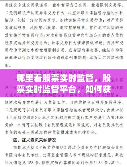 股票实时监管平台及最新股市动态信息获取指南