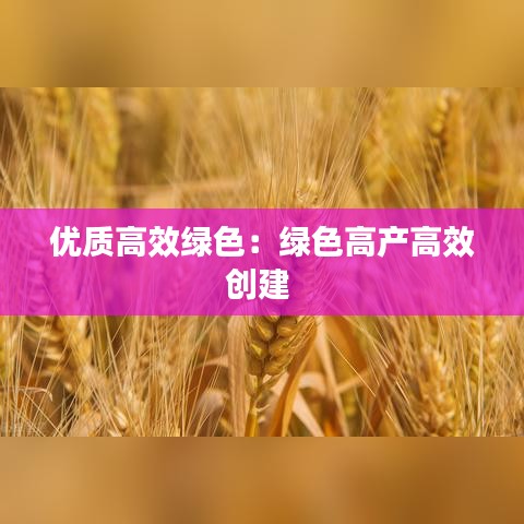 优质高效绿色：绿色高产高效创建 