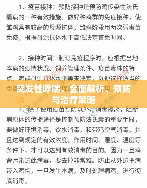 突发性哮喘，全面解析、预防与治疗策略