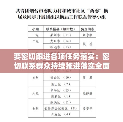 要密切跟进各项任务落实：密切联系群众持续推进落实全面从严治党 