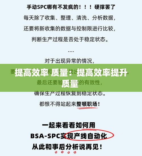 提高效率 质量：提高效率提升质量 