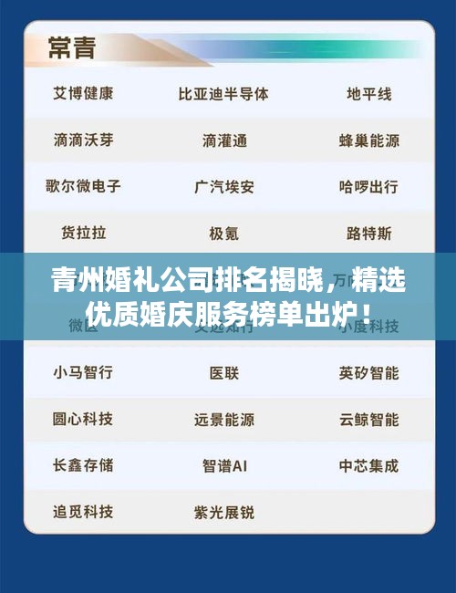 青州婚礼公司排名揭晓，精选优质婚庆服务榜单出炉！
