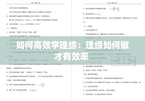 如何高效学理综：理综如何做才有效率 