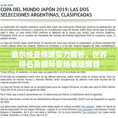 塞尔维亚排球实力解析，世界排名及国际赛场表现瞩目