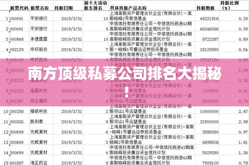 南方顶级私募公司排名大揭秘！