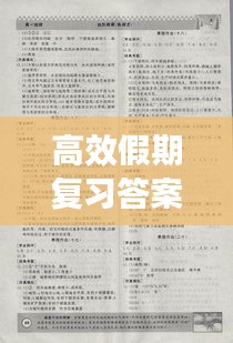 高效假期复习答案：高效假期寒假作业 