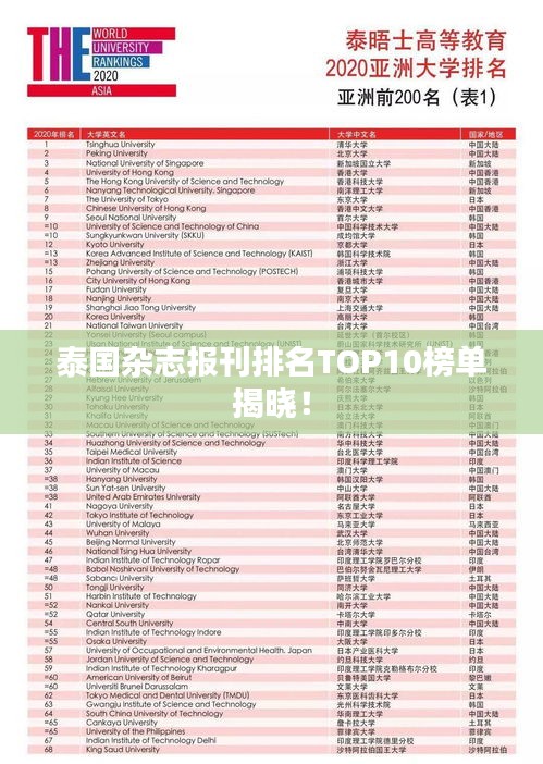 泰国杂志报刊排名TOP10榜单揭晓！
