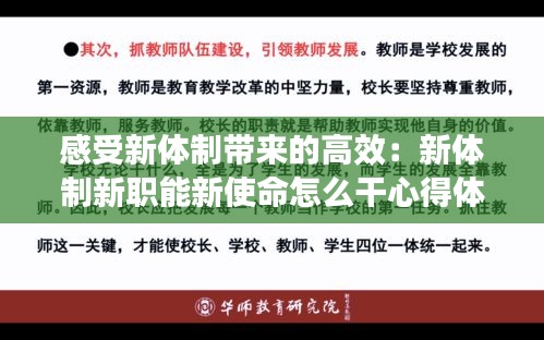 感受新体制带来的高效：新体制新职能新使命怎么干心得体会 