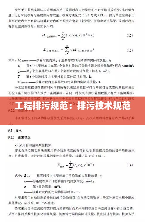 工程排污规范：排污技术规范 