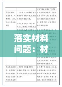 落实材料问题：材料整改方案和整改措施 