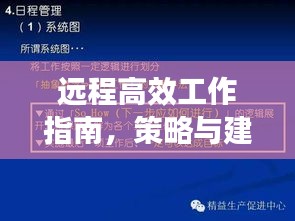 远程高效工作指南，策略与建议全解析