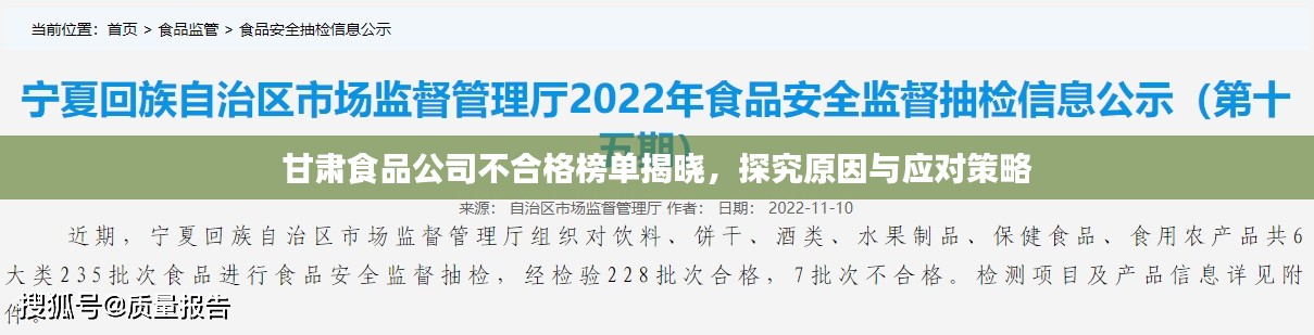 甘肃食品公司不合格榜单揭晓，探究原因与应对策略