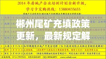 郴州尾矿充填政策更新，最新规定解读