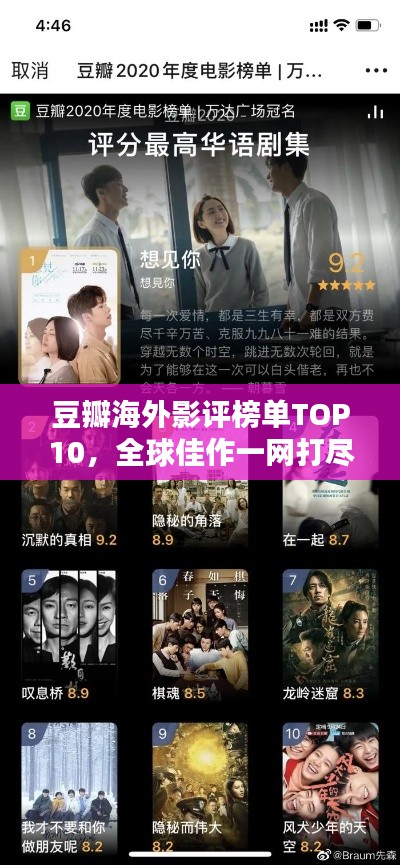 豆瓣海外影评榜单TOP10，全球佳作一网打尽