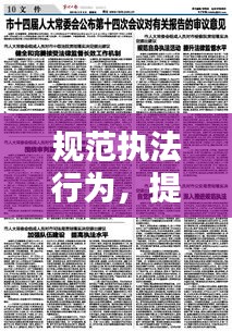 规范执法行为，提升法治水平的关键行动举措