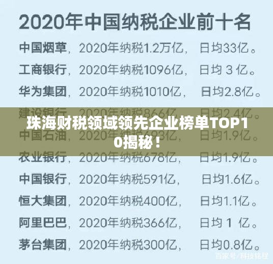珠海财税领域领先企业榜单TOP10揭秘！