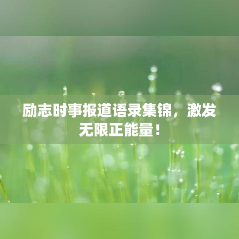 励志时事报道语录集锦，激发无限正能量！