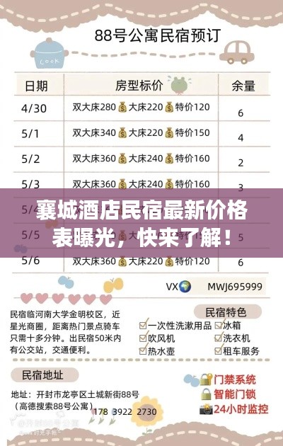 襄城酒店民宿最新价格表曝光，快来了解！