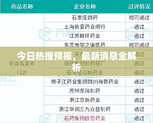 今日热搜预报，最新消息全解析