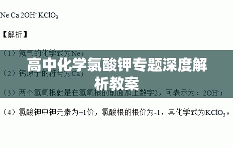 高中化学氯酸钾专题深度解析教案