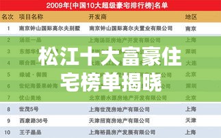 松江十大富豪住宅榜单揭晓