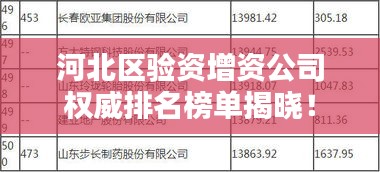 河北区验资增资公司权威排名榜单揭晓！