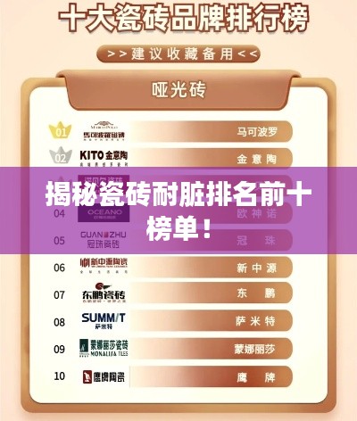 揭秘瓷砖耐脏排名前十榜单！