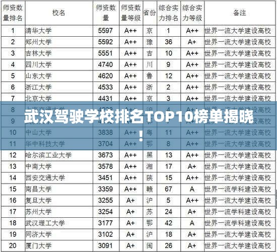 武汉驾驶学校排名TOP10榜单揭晓！