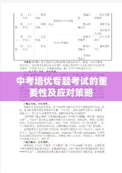 中考培优专题考试的重要性及应对策略