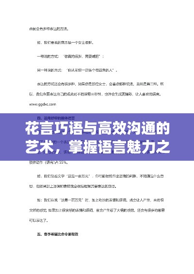 花言巧语与高效沟通的艺术，掌握语言魅力之道