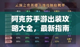 阿克苏手游出装攻略大全，最新指南助你轻松上分！