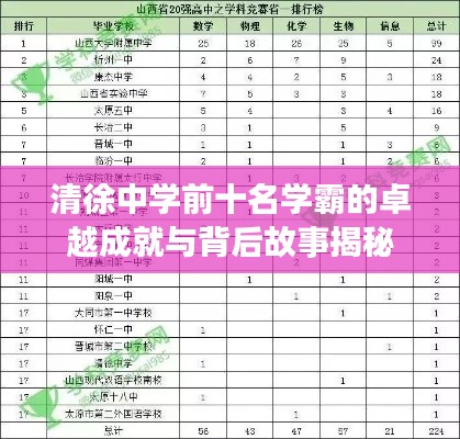 清徐中学前十名学霸的卓越成就与背后故事揭秘