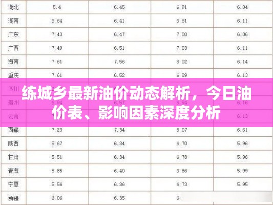 练城乡最新油价动态解析，今日油价表、影响因素深度分析