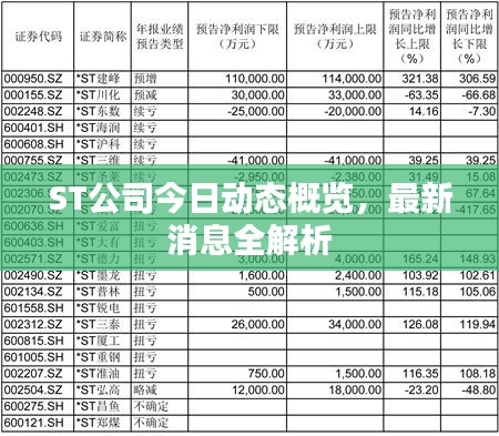 ST公司今日动态概览，最新消息全解析