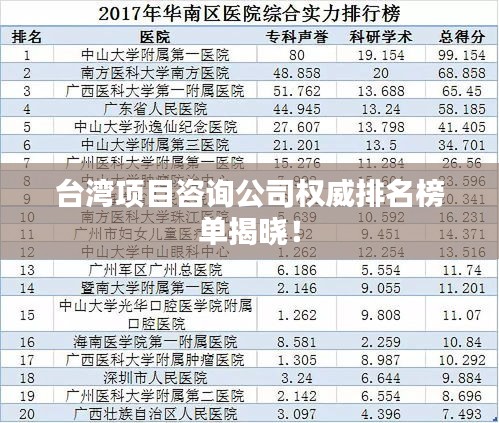 台湾项目咨询公司权威排名榜单揭晓！