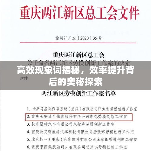 高效现象词揭秘，效率提升背后的奥秘探索