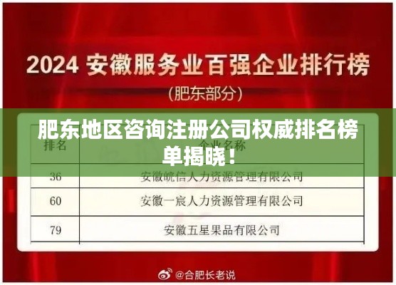 肥东地区咨询注册公司权威排名榜单揭晓！
