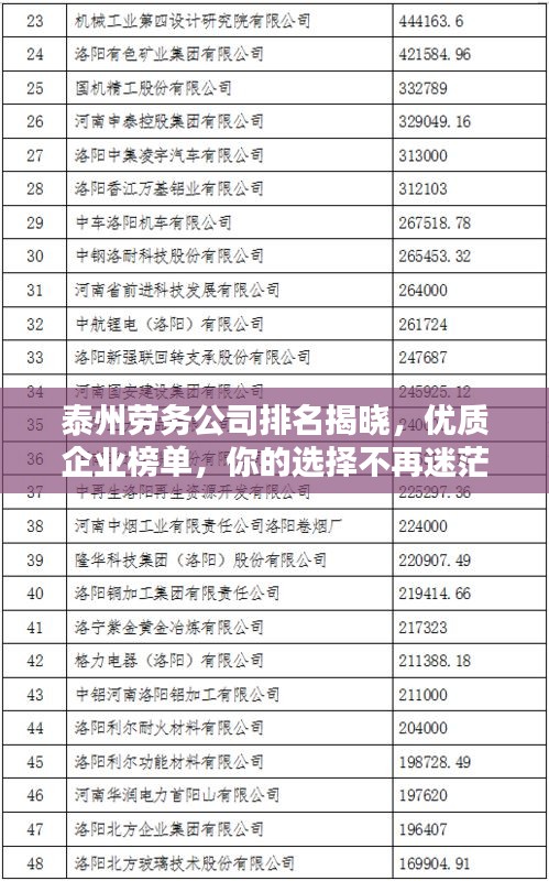 泰州劳务公司排名揭晓，优质企业榜单，你的选择不再迷茫！