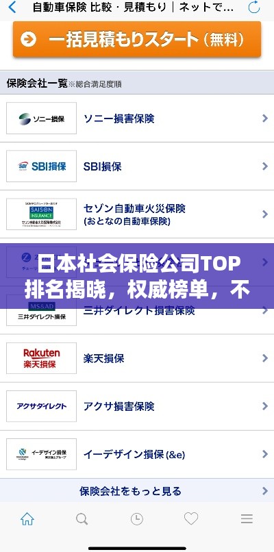 日本社会保险公司TOP排名揭晓，权威榜单，不容错过！