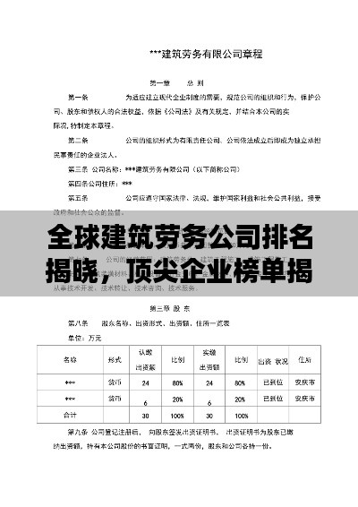 全球建筑劳务公司排名揭晓，顶尖企业榜单揭秘！