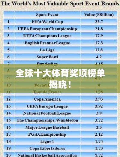 全球十大体育奖项榜单揭晓！