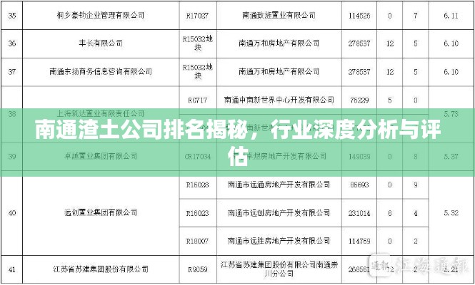 南通渣土公司排名揭秘，行业深度分析与评估