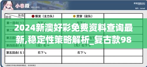 2024新澳好彩免费资料查询最新,稳定性策略解析_复古款98.663-2